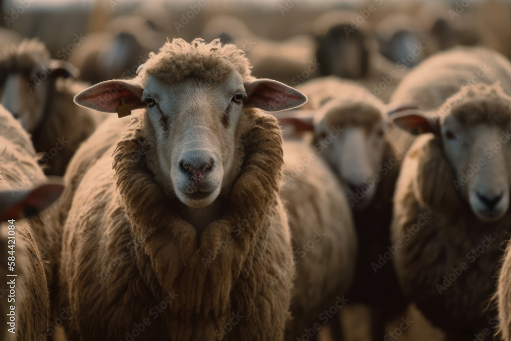 flock of sheep farm animals Generative AI flock of sheep farm animals Generative AI