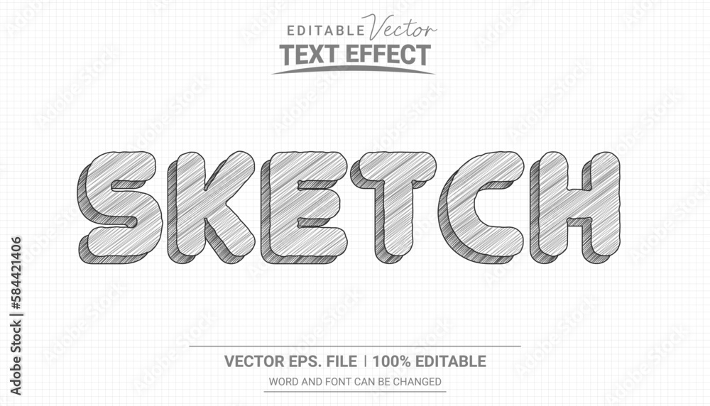 Pencil sketch editable illustrator text effect on notepad background