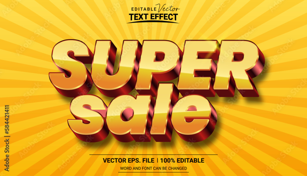 Super sale editable vector text effect on retro background
