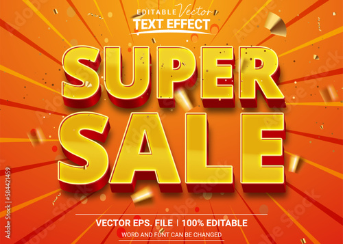 Super sale editable 3d vector text effect on retro background