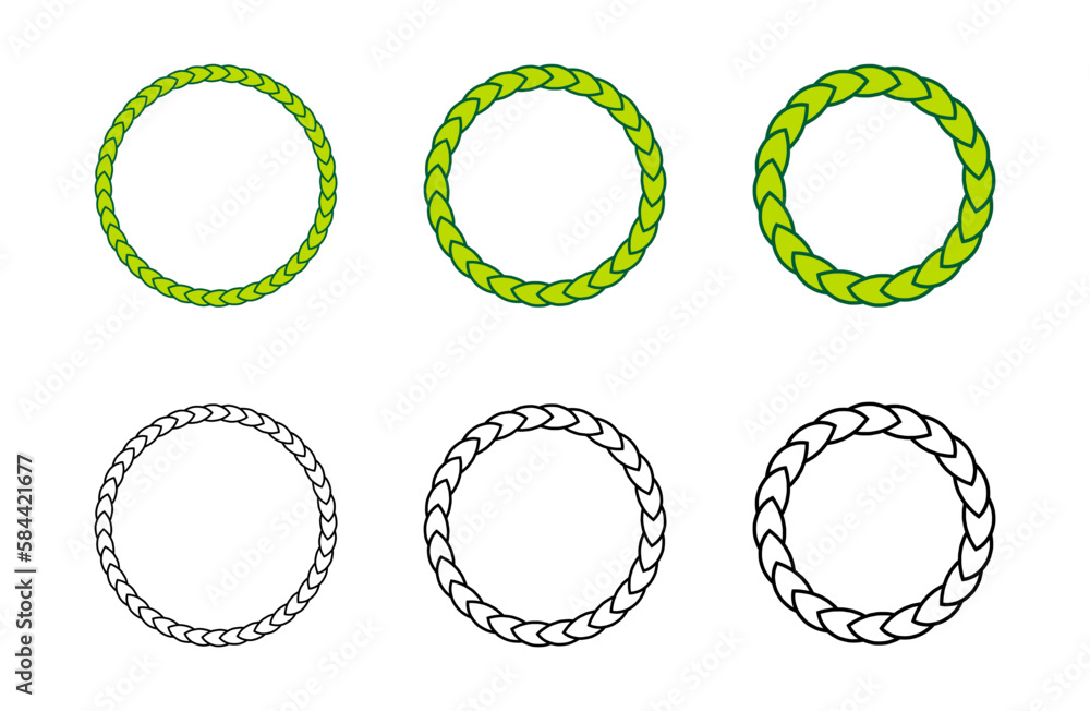 Circle Leaves Pattern Frame Border Vector Background Illustration