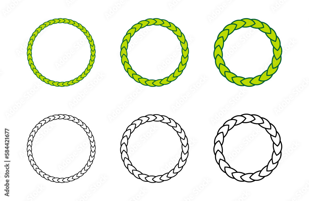 Circle Leaves Pattern Frame Border Vector Background Illustration Circle Leaves Pattern Frame Border Vector Background Illustration