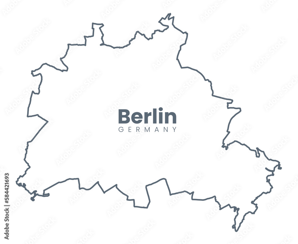 Map of Berlin - the capital of Germany - Urban borders map. Light stroke version. Map of Berlin - the capital of Germany - Urban borders map. Light stroke version.