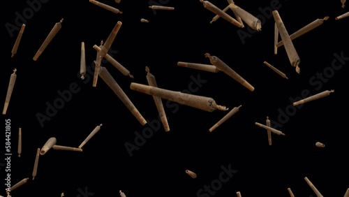 Trippy matte vj loop background 3d ganja joints falling down cannabis day 420 smoking marijuana Sativa reggae animation