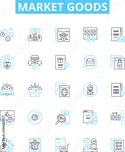 market goods vector line icons set. Goods, Market, Products, Supplies, Items, Merchandise, Commodities illustration outline concept symbols and signs