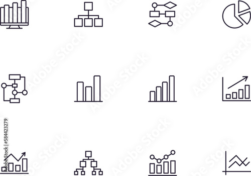 Collection of modern diagram outline icons. Set of modern illustrations for mobile apps, web sites, flyers, banners etc isolated on white background. Premium quality signs.