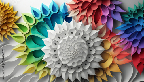 Abstract cut paper flowers. ai