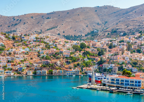 Symi town cityscape, Dodecanese islands, Greece © Mistervlad