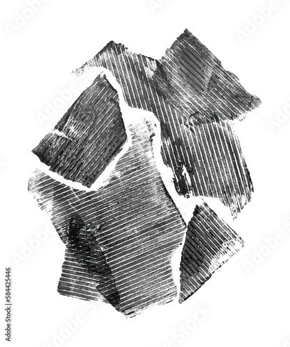 Abstract vector hand drawn illustration. Black ink on white background. Abstract shapes. Grunge texture.
