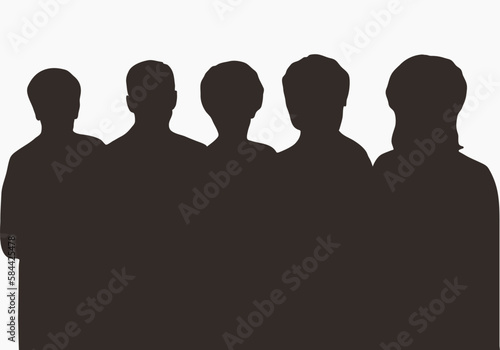 Silhouettes of men and women in an embrace, hugging, the concept of a warm meeting, group, unity, vector isolated