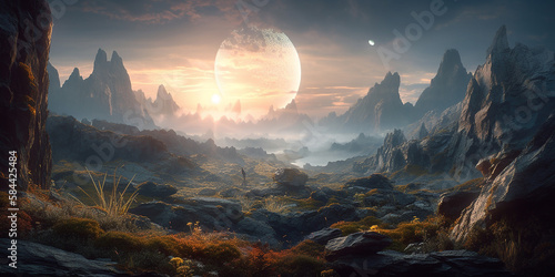 A celestial landscape of a distant planet Generative AI Digital Illustration Part 24032
