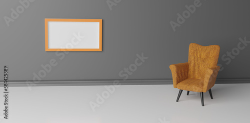 Fototapeta Naklejka Na Ścianę i Meble -  Raum mit Sessel orange