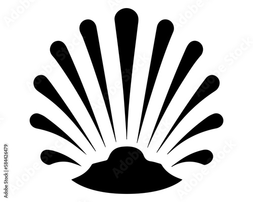 black sea shell icon with pearls. minimalist style. flat vector illustration.