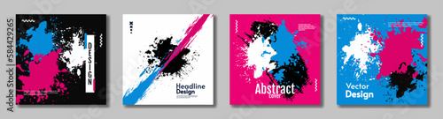 Modern art paint and brushes illustration. Vector illustration. Set of cards. Element design for cards, posters, business cards
