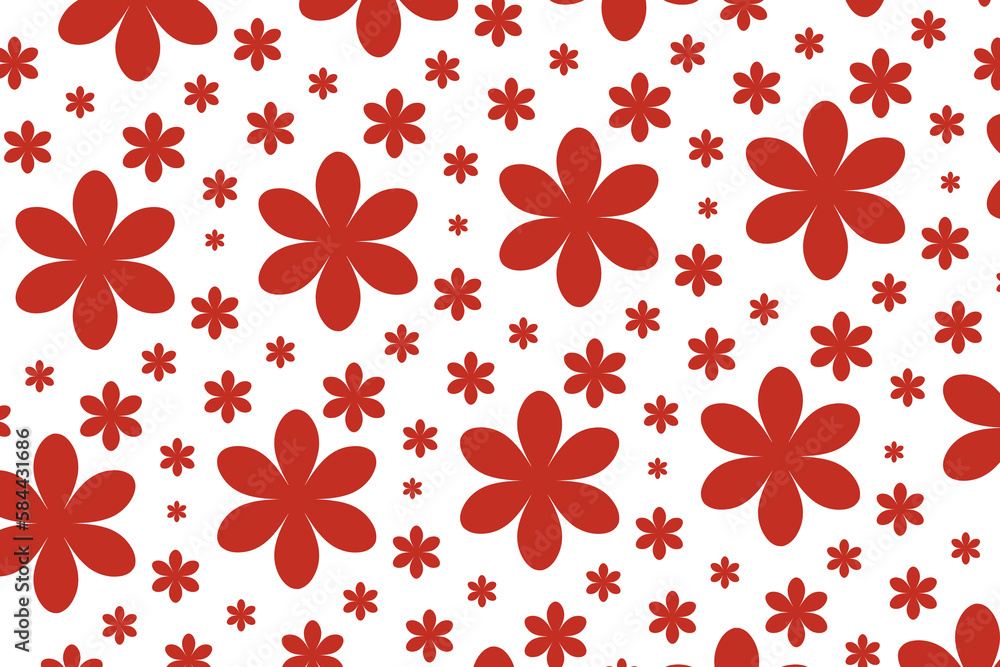 Obraz premium Red seamless pattern floral design transparent background 