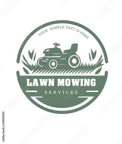 Vector illustration of Lawn mowing company logo concept