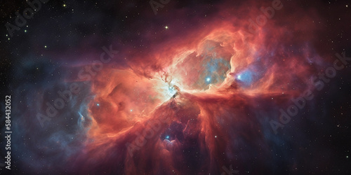 A stunning depiction of the Orion Nebula portrayed Generative AI Digital Illustration Part#24032