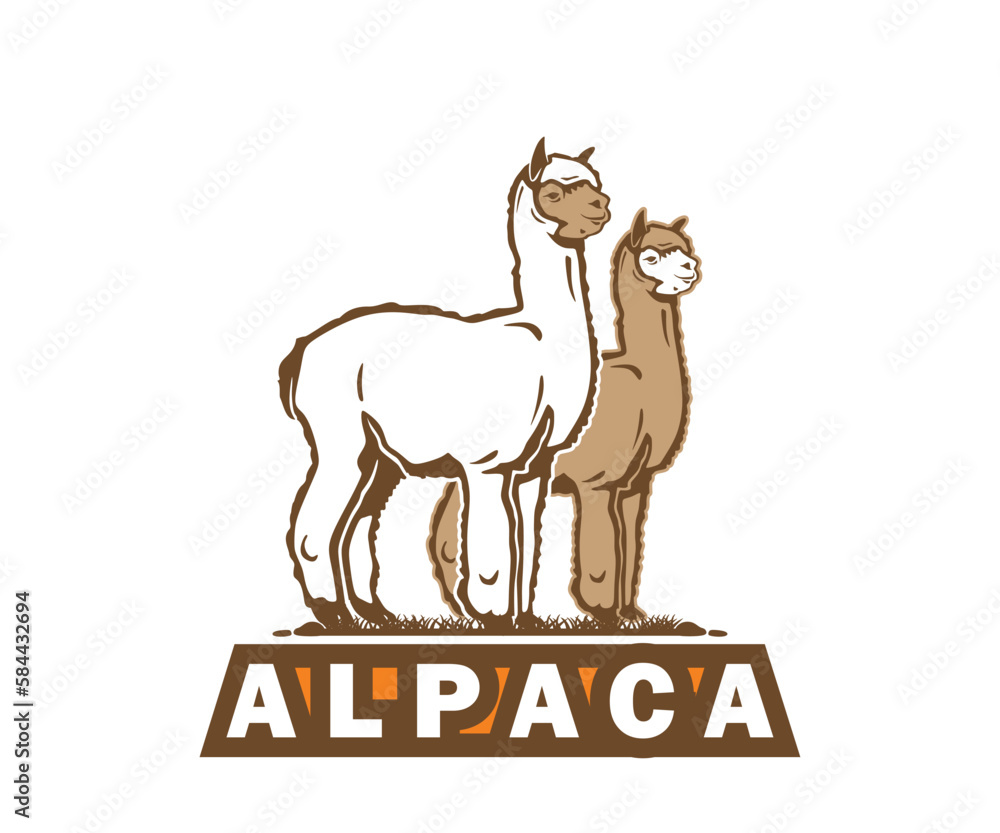 Fototapeta premium ALPACA LOGO, silhouette of funny warm alpaca standing vector illustrations