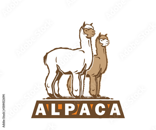 ALPACA LOGO, silhouette of funny warm alpaca standing vector illustrations