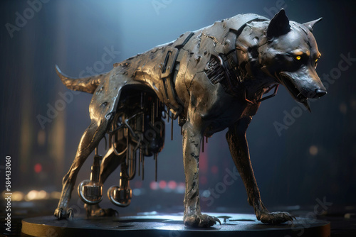 Cerberus is a mythological dog, a creature from legends. AI generated. photo