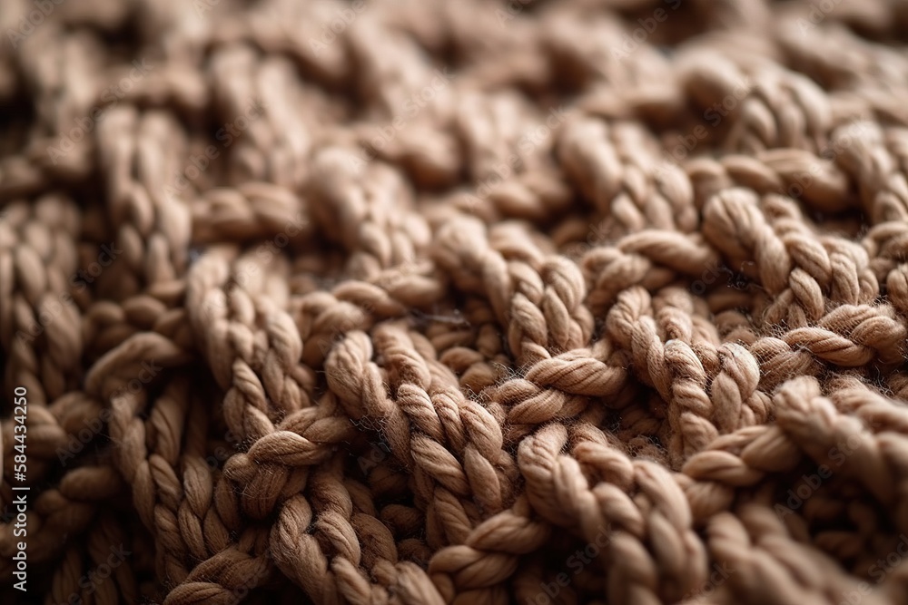 a close up of a knitted blanket with a knot on the middle of it and a knot on the bottom of the blanket that has been stitched together. generative ai a close up of a knitted blanket with a knot on the middle of it and a knot on the bottom of the blanket that has been stitched together. generative ai