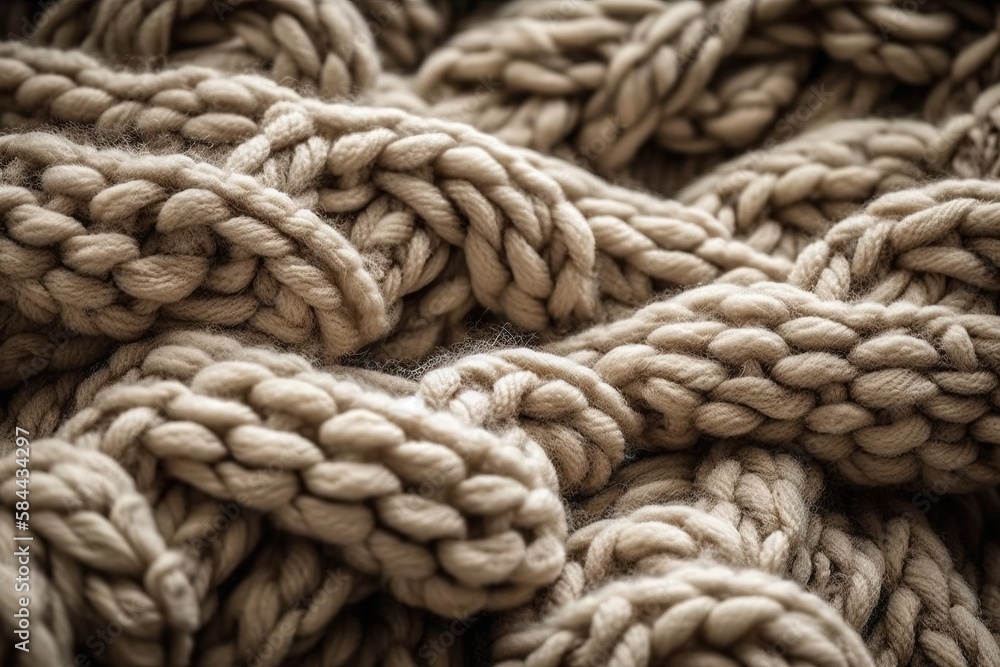 a close up of a pile of rope on a bed of wool or woolen or woolen or woolen, with a very large knot in the middle of the middle of the middle of the rope. generative ai a close up of a pile of rope on a bed of wool or woolen or woolen or woolen, with a very large knot in the middle of the middle of the middle of the rope. generative ai