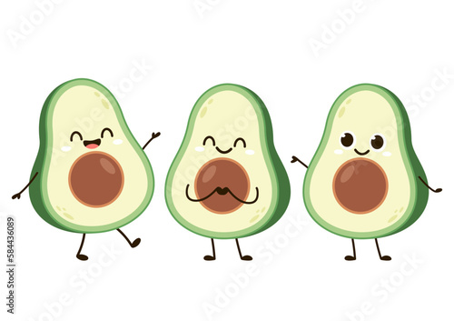 Avocado character design. avocado on white background.