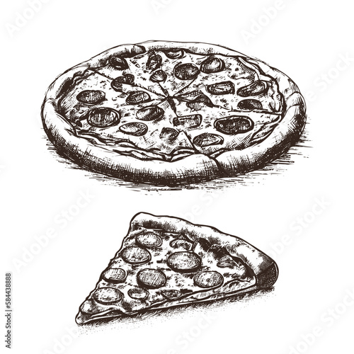 Pizza vintage sketch