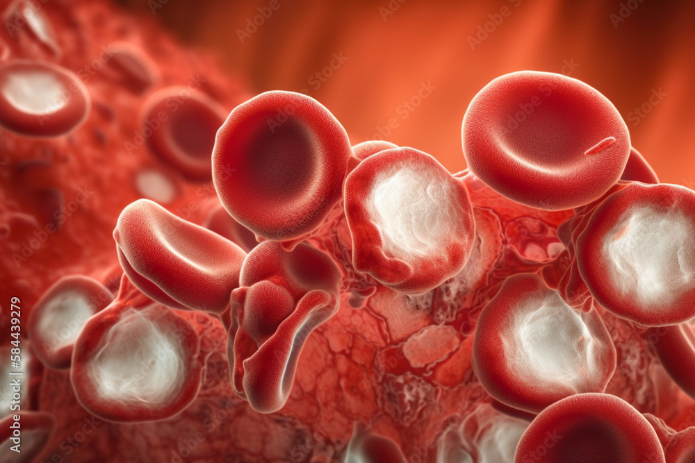 Blood cells in a bone marrow biopsy, AI Generative - obrazy, fototapety, plakaty 