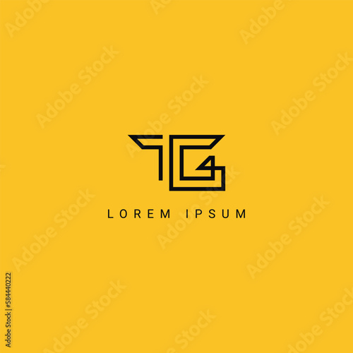 Abstract TG GT letter simple minimal style business logo design vector element.
