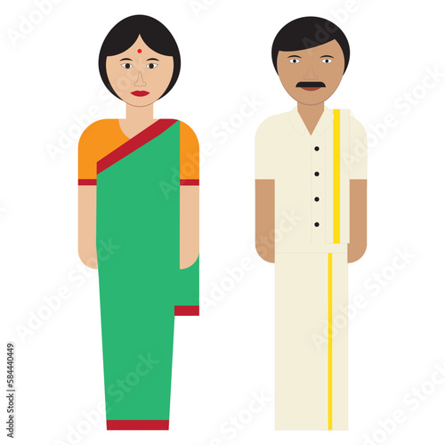 People of Tamil Nadu , South Indian People vector illustration