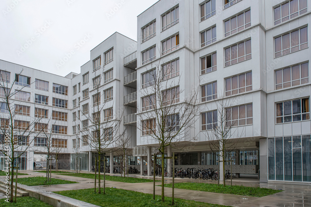 Detail of the exterior façade of a modern building