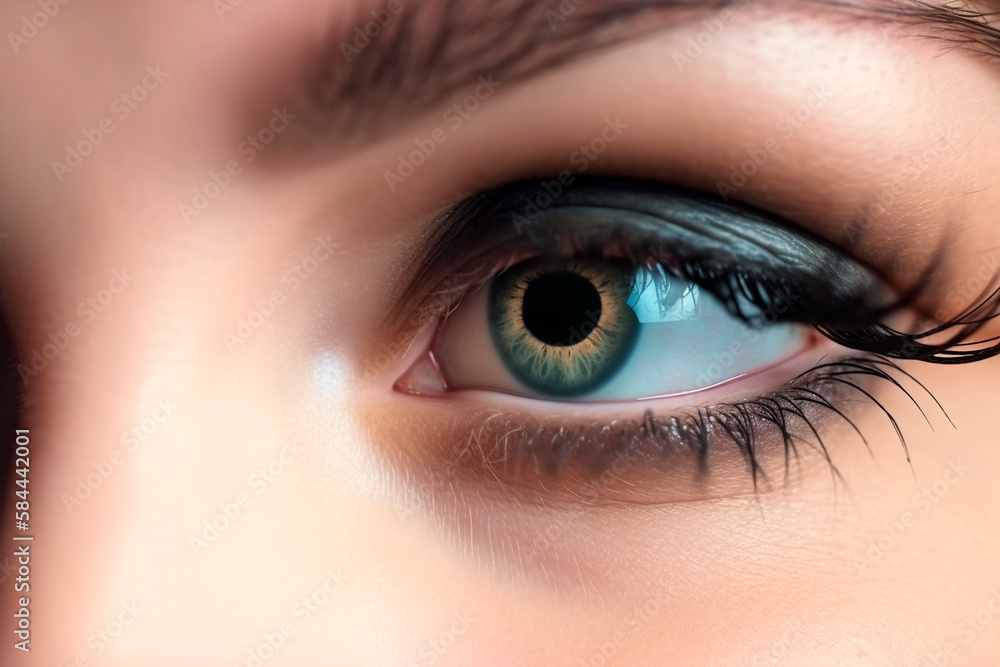 Close up detail beautiful female eye macro, fashion naturel makeup. Generative ai Close up detail beautiful female eye macro, fashion naturel makeup. Generative ai