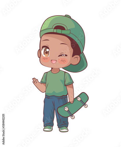 skater anime chibi boy