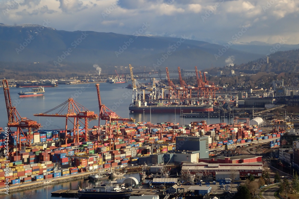 Cityscape and Port of Vancouver, British Columbia, Canada