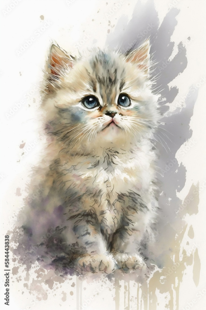 Cute kitten watercolor