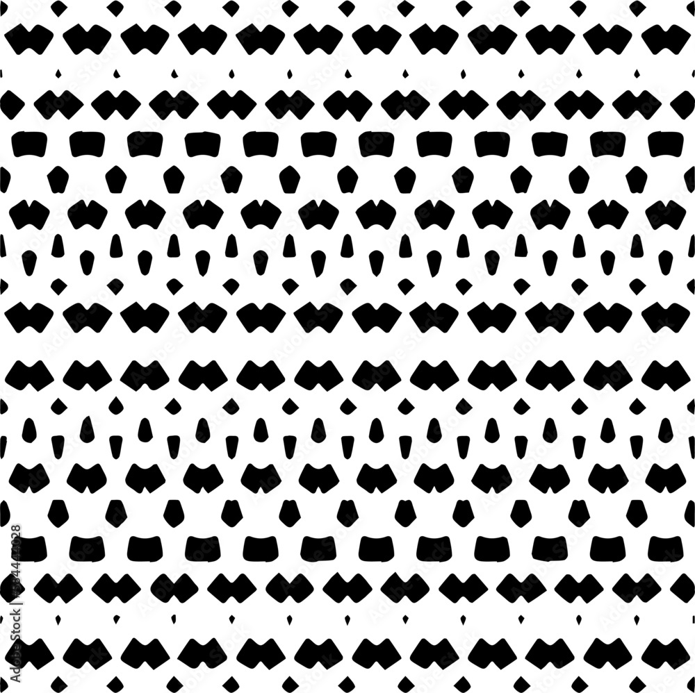 Vector geometric seamless pattern. Ornamental background with abstract shapes. Black and white texture. Abstract ornament background. Dark repeat design for decor, fabric, cloth.Abstraction art. Vector geometric seamless pattern. Ornamental background with abstract shapes. Black and white texture. Abstract ornament background. Dark repeat design for decor, fabric, cloth.Abstraction art.