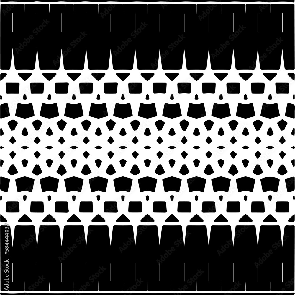Vector geometric seamless pattern. Ornamental background with abstract shapes. Black and white texture. Abstract ornament background. Dark repeat design for decor, fabric, cloth.Abstraction art. Vector geometric seamless pattern. Ornamental background with abstract shapes. Black and white texture. Abstract ornament background. Dark repeat design for decor, fabric, cloth.Abstraction art.