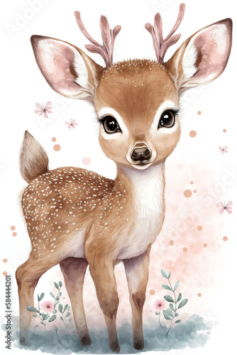 Cute baby deer watercolor