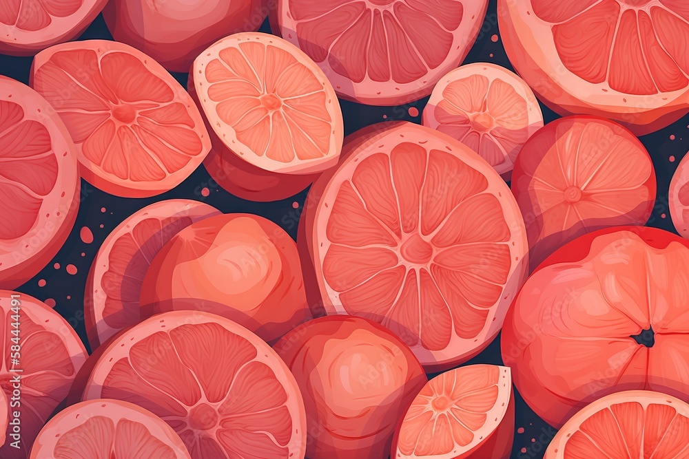 a bunch of oranges cut in half on a black background with bubbles and drops of water on them and a black background with a red background with oranges. generative ai a bunch of oranges cut in half on a black background with bubbles and drops of water on them and a black background with a red background with oranges. generative ai