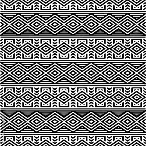 Vector geometric seamless pattern. Ornamental background with abstract shapes. Black and white texture. Abstract ornament background. Dark repeat design for decor, fabric, cloth.Abstraction art.