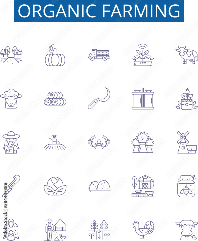 Organic farming line icons signs set. Design collection of Organic ...
