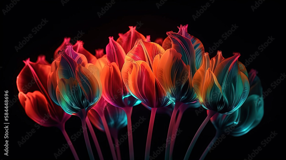 Obraz premium neon flowers