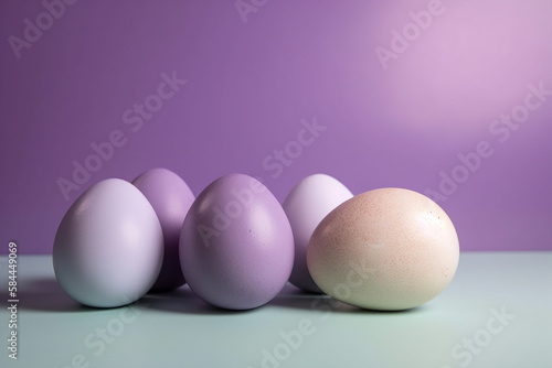Easter eggs on the pastel background. Generative AI