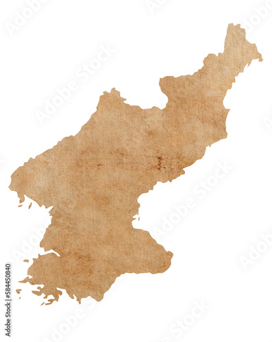 map of North Korea on old brown grunge paper
