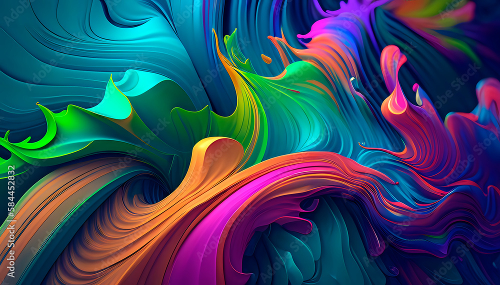 abstract background consisting of brush strokes, oil paint strokes of bright colors superimposed chaotically, creative artistic background of acrylic paint strokes, generative ai