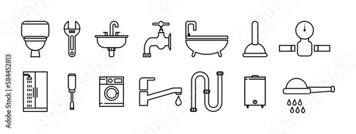 Plumbing icons on a white background. Vector