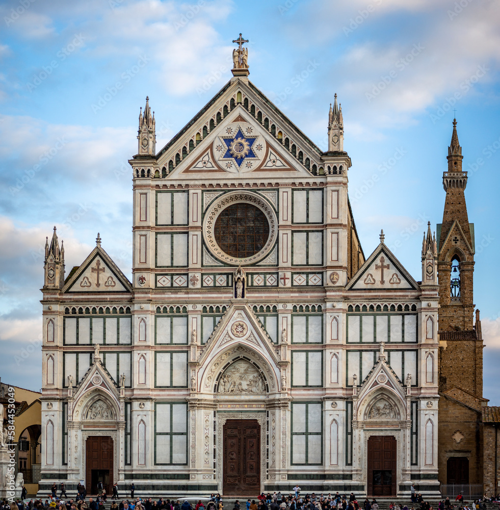 Basilica of the Holy Cross in Florence, place of the tomb of Michelangelo, in Italy
