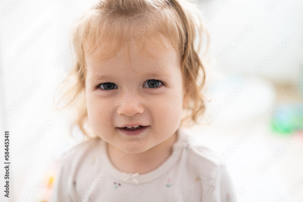 confident toddler girl smile, authentic joy, bright concept