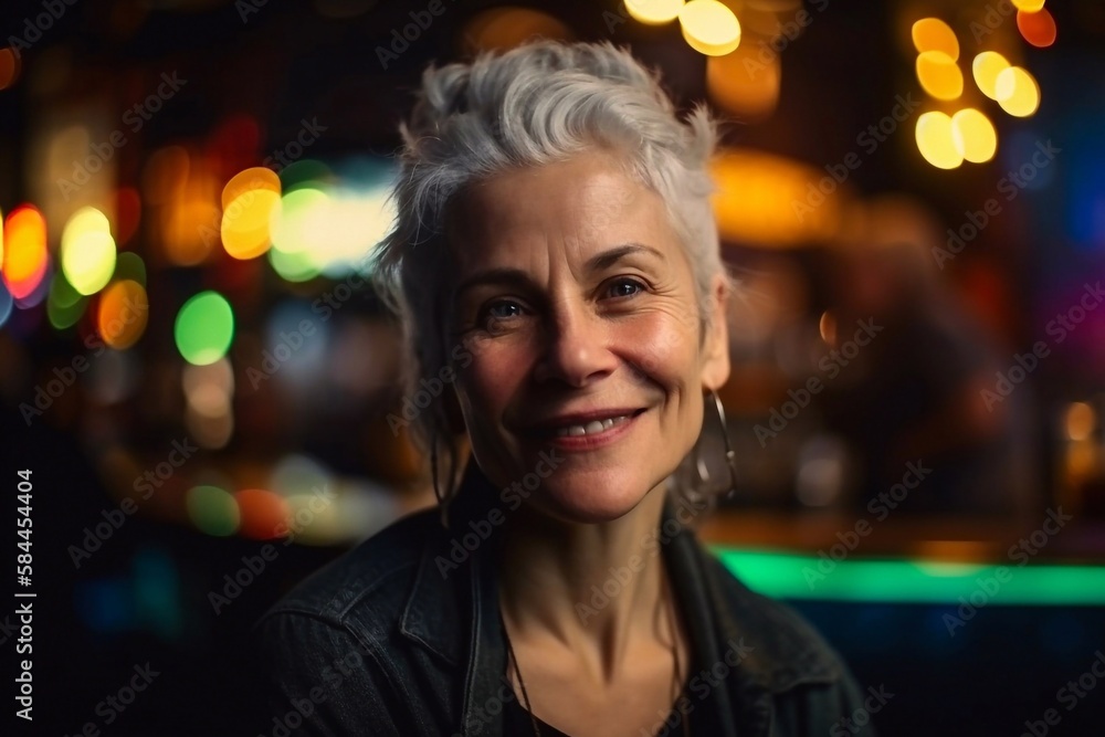 Senior woman in the cafe. Generative AI